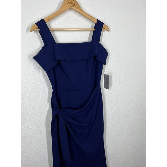 Marina Off The Shoulder Sarong Tie Jumpsuit Size 4 Indigo Semi Formal - Picture 4 of 9